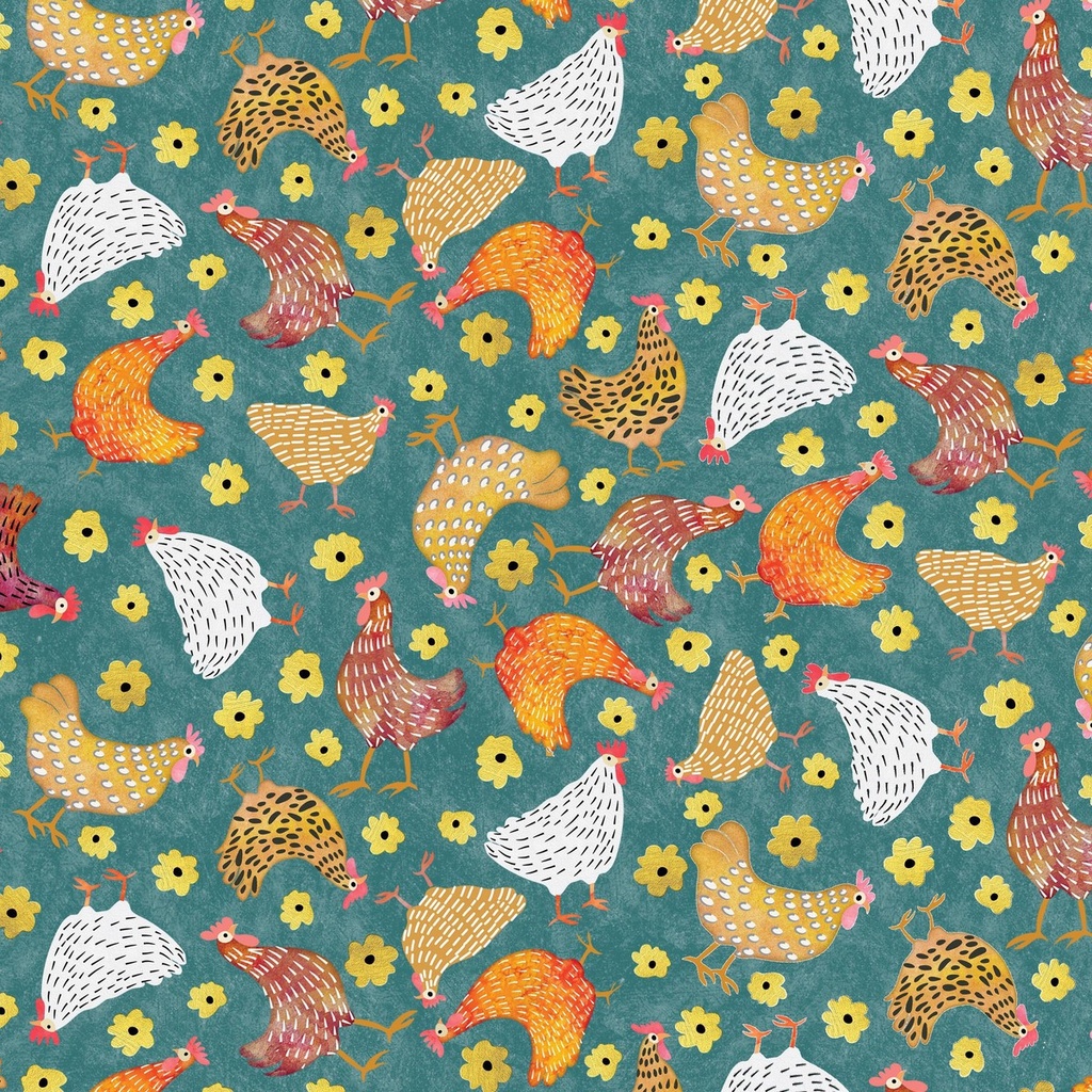 Highland Walk by Alison Woodside - Hens in Teal
