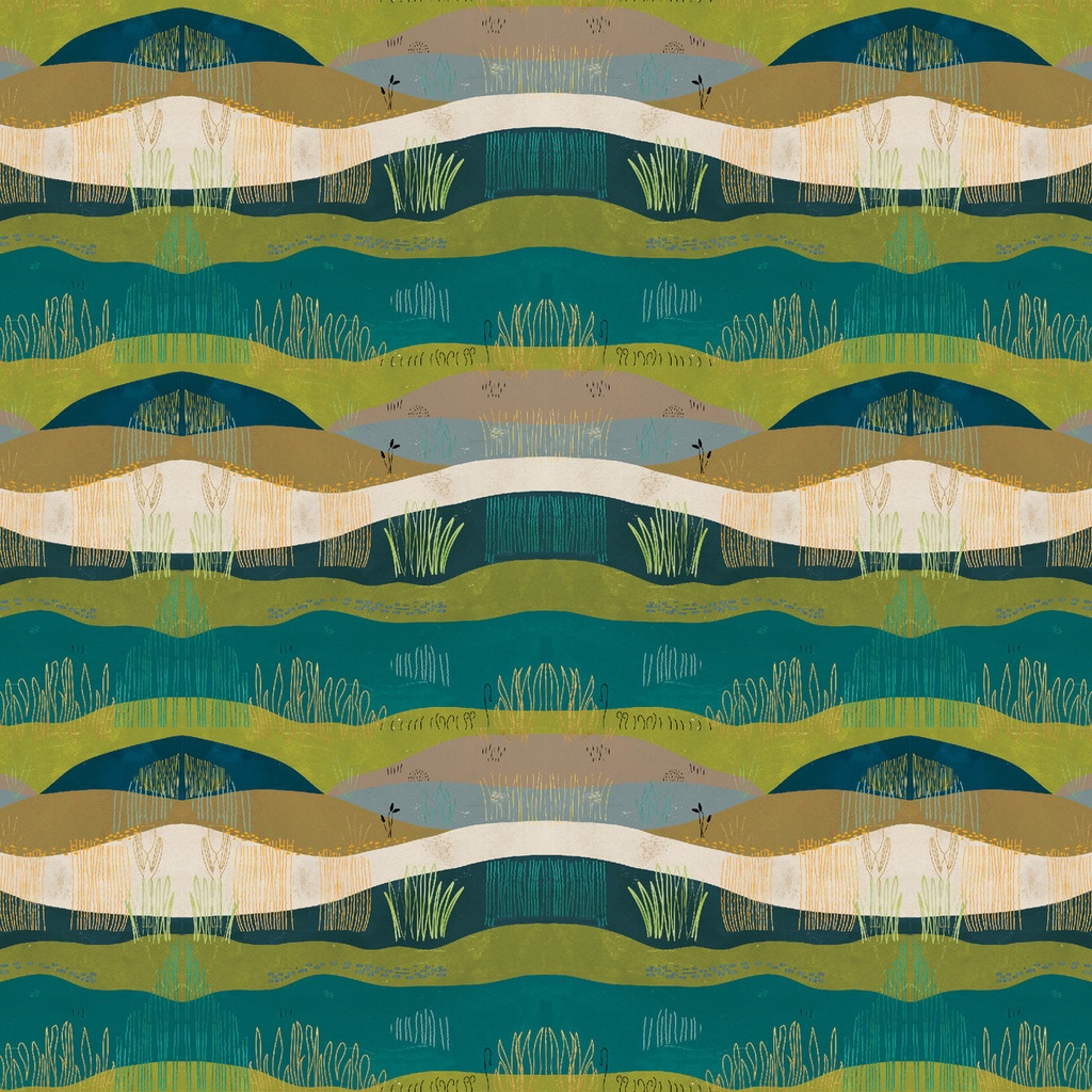 Highland Walk by Alison Woodside - Field Stripe in Teal