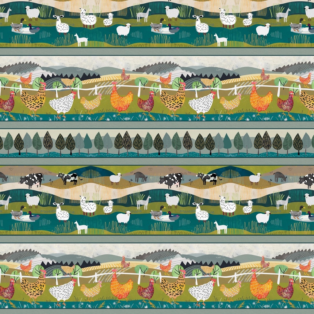 Highland Walk by Alison Woodside - Border Stripe in Teal