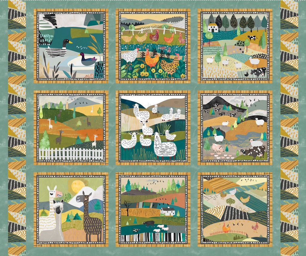 Highland Walk by Alison Woodside - Farm Blocks 36" Panel
