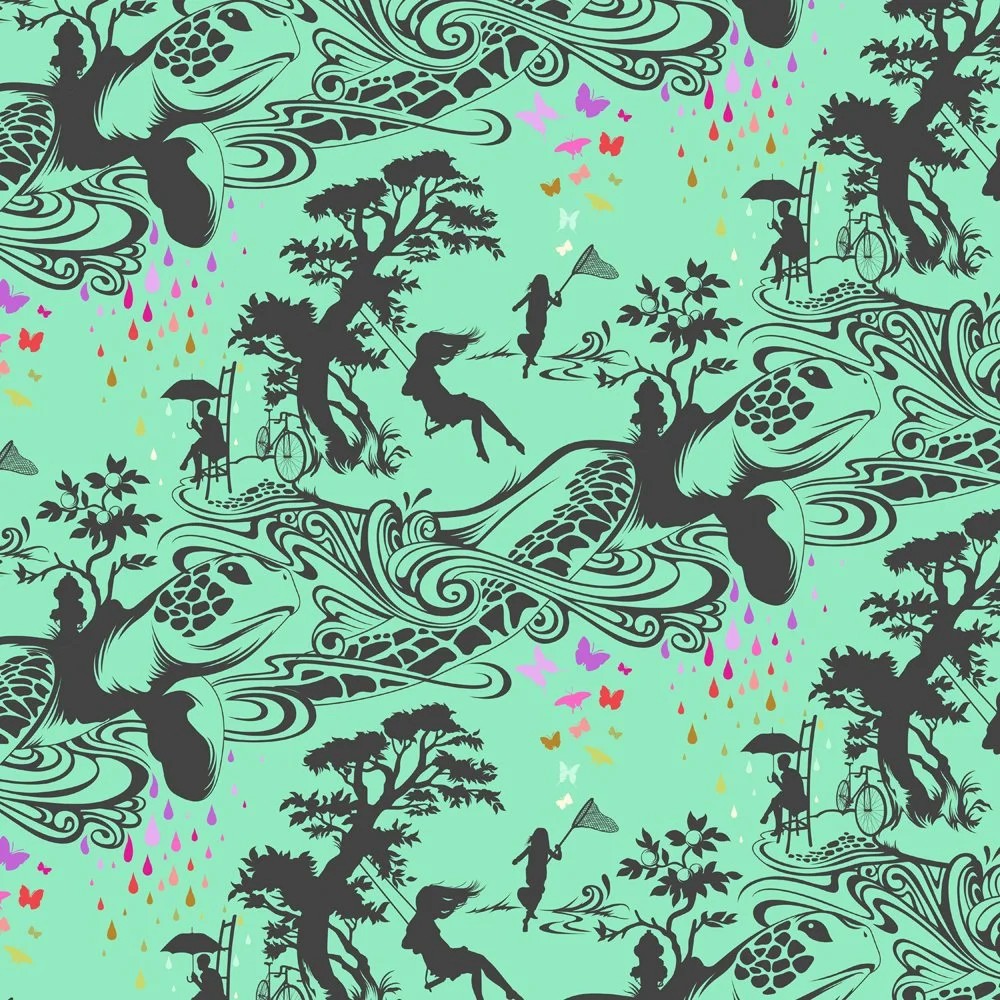 Prince Charming Deja Vu by Tula Pink - Turtle Bay in Sweet Mint