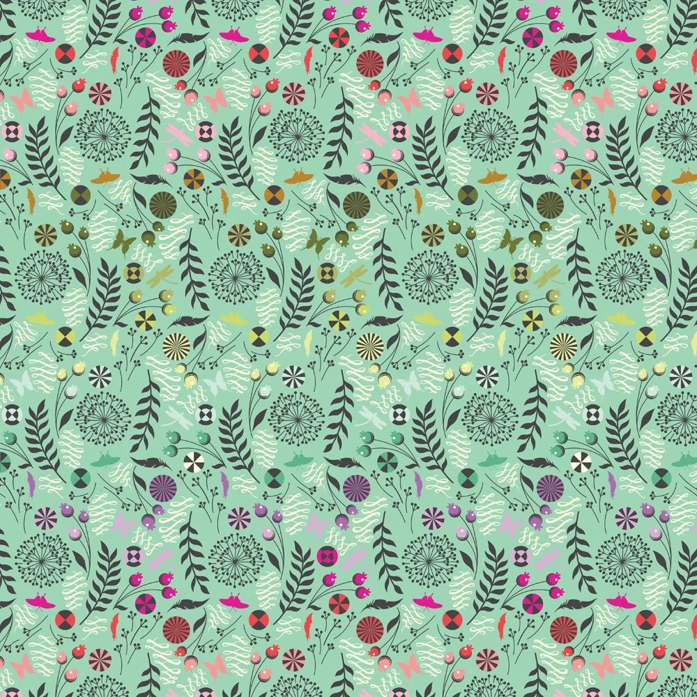 Prince Charming Deja Vu by Tula Pink - Dandelion in Sweet Mint