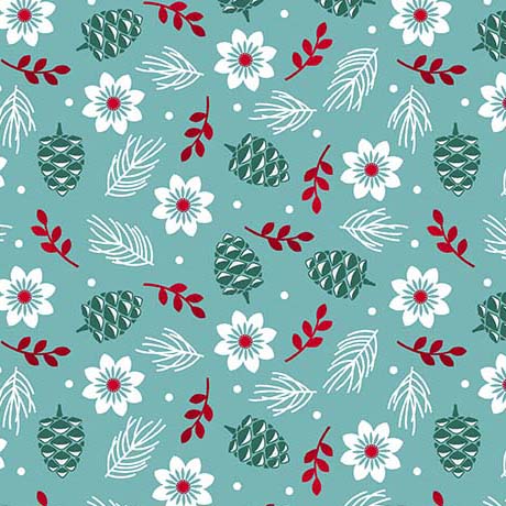 12 Days of Christmas by Ink & Arrow - Flowers & Pine in Teal