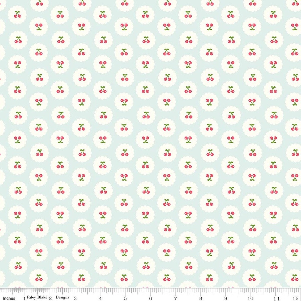 Cotton Nook by Minki Kim - Cherries in Bleached Denim