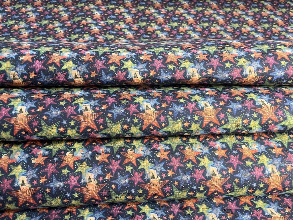 Cork Fabric - Colorful Stars