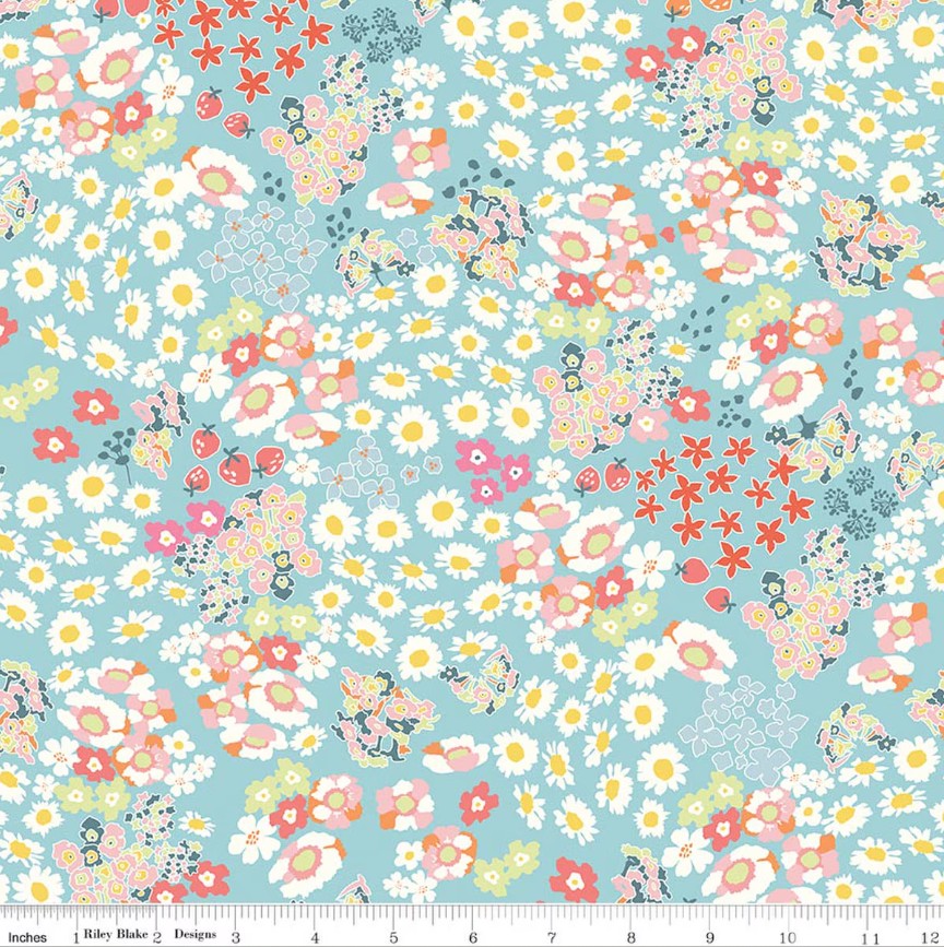 Cotton Nook by Minki Kim - Flowerbed in Aqua