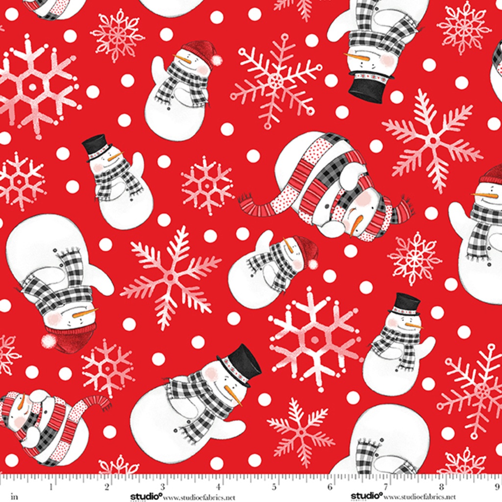 The Cool Club Flannel by Art By Bella - Snowman Toss in Red