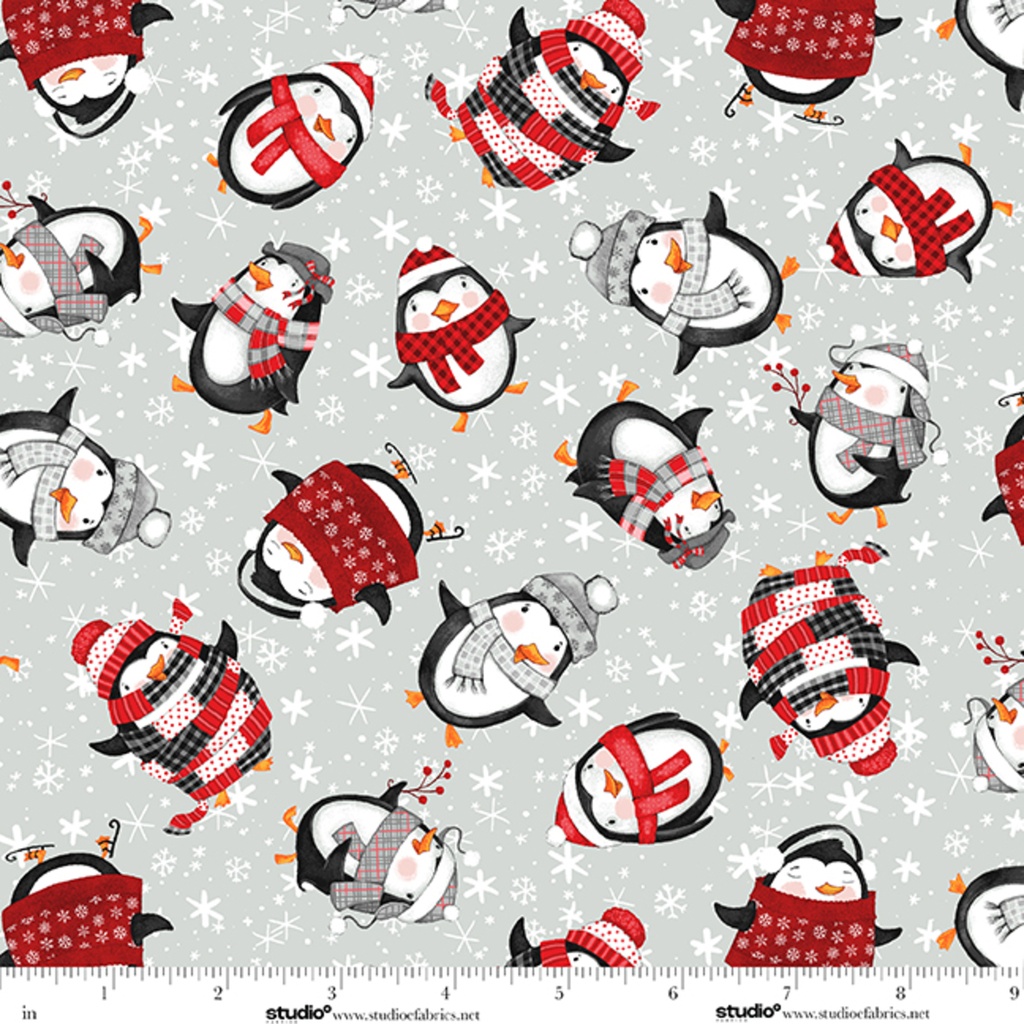 The Cool Club Flannel by Art By Bella - Penguin Toss in Cloud