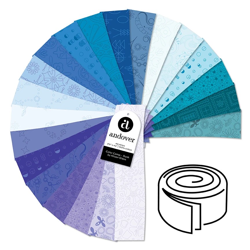 Color Camp by Andover Fabrics - Dusk 2.5 Inch Strip Roll