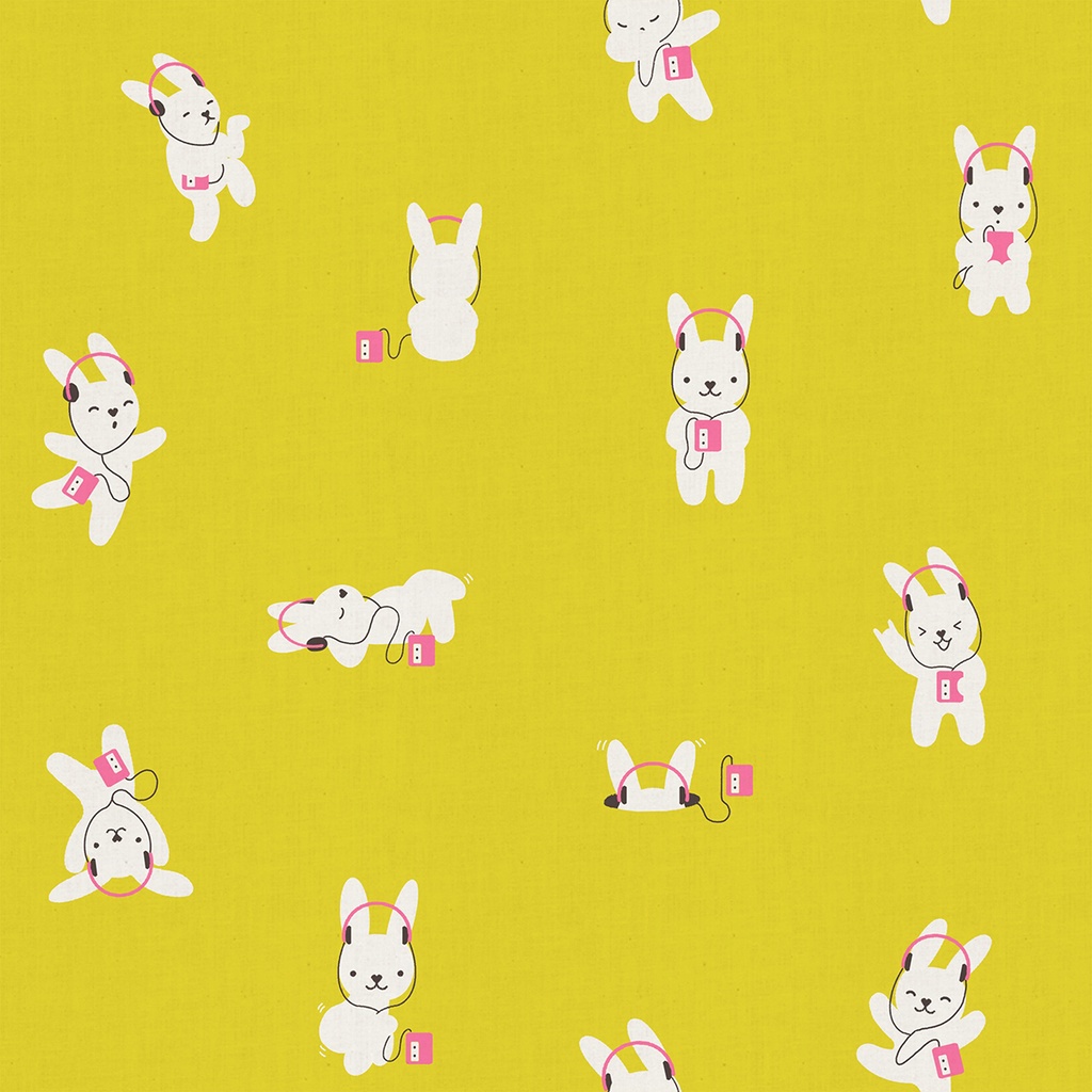Lofi Linens by Rashida Coleman Hale - Rabbeats in Citron