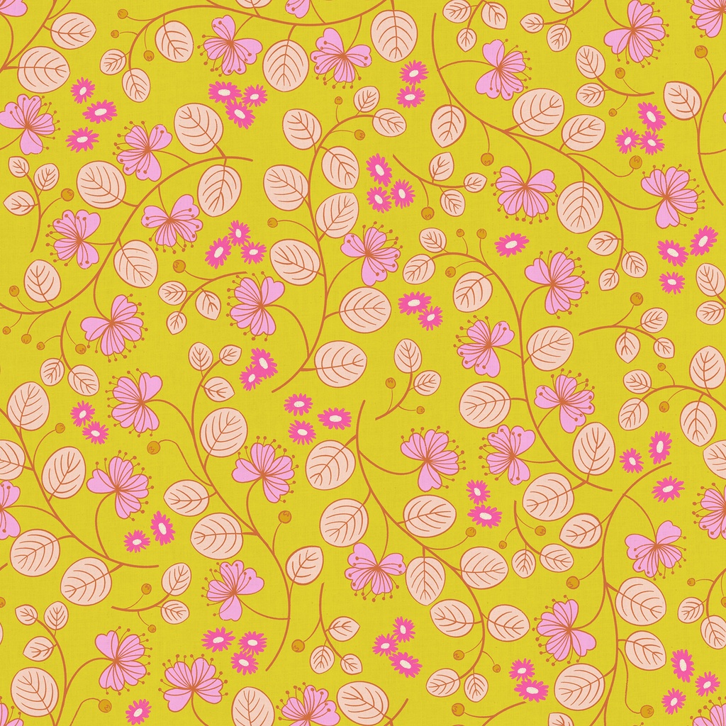 Lofi Linens by Rashida Coleman Hale - Caper Floral in Citron