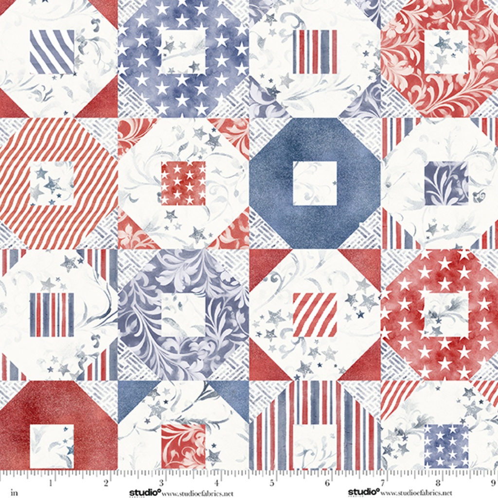 Stars & Stripes by Funny Girl - Octagon Patchwork in Patriotic
