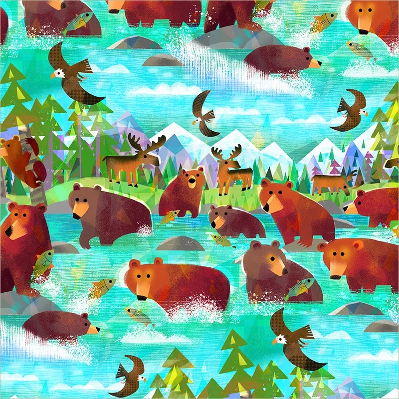 Animal Kingdom by Gareth Lucas - Bathing Bears in Turquoise