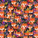 Animal Kingdom by Gareth Lucas - Foxes and Flowers in Midnight Blue