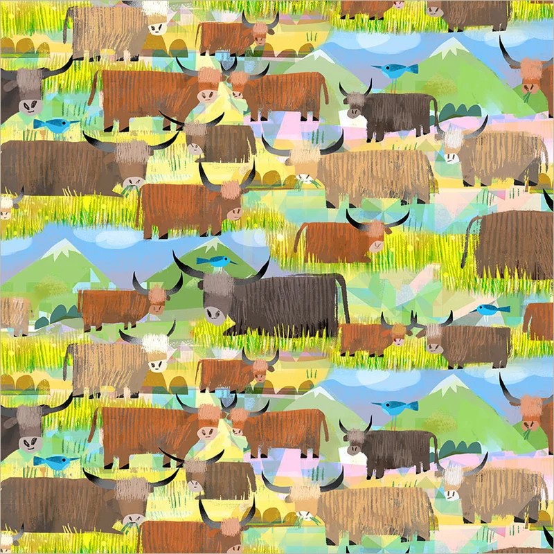 Animal Kingdom by Gareth Lucas - Highland Cows in Grasslands
