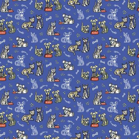 [C11812-BLUE] Amor Eterno by Kathy Cano-Murillo - Cats and Dogs in Blue
