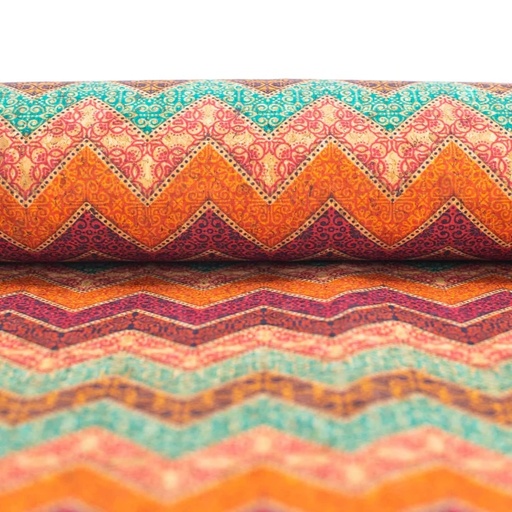 Cork Fabric - Colorful Chevron