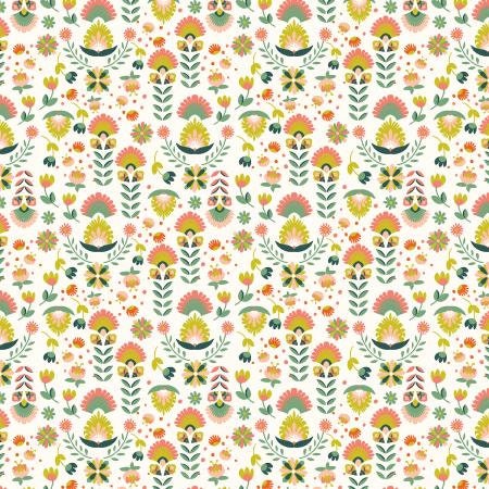 [RJ4202-GC2] Swan Paraiso by RJR Studio - Flowers in Paradise Green Coral