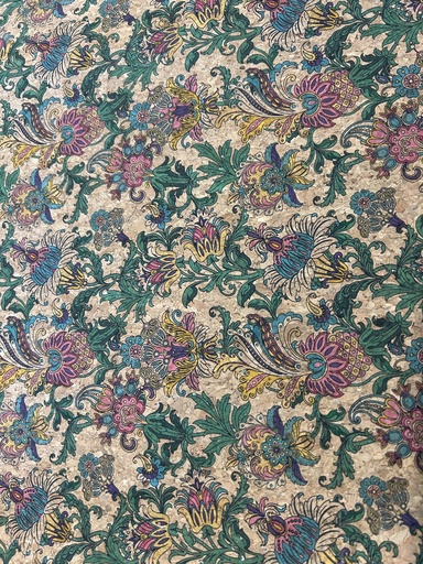 Cork Fabric - Colorful Floral on Natural
