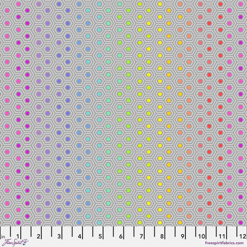 [PWTP151.DOVE] True Colors by Tula Pink - Hexy Rainbow in Dove