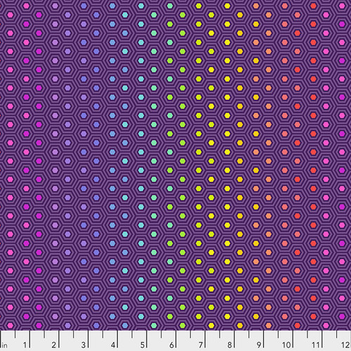 [PWTP151.STARLING] True Colors by Tula Pink - Hexy Rainbow in Starling