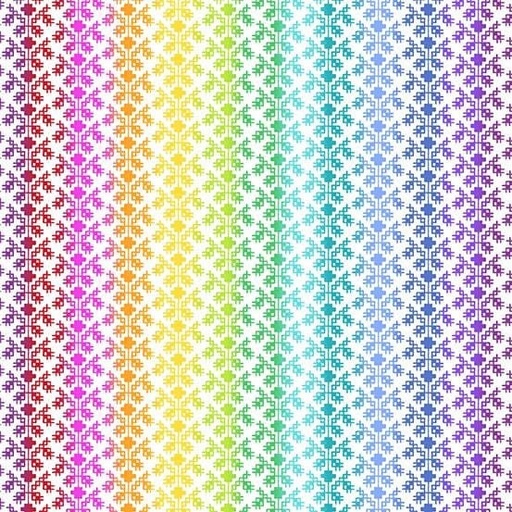 [A-327-L] Rainbow Wonderland by Andover - Vine Net in White