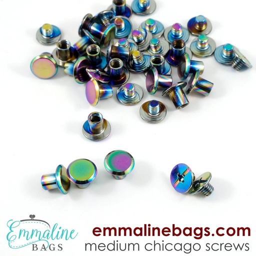 [EBCHIC-MED-6mm-IRI/20] Chicago Screws - Medium Size (1/4" or 6mm) 20 Pack Iridescent