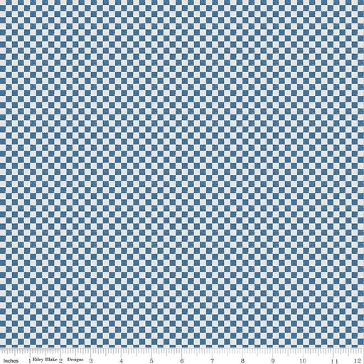 [C825-COASTALBLUE] Check Please! by Riley Blake Designs - 1/4" Check Ivory Coastal Blue