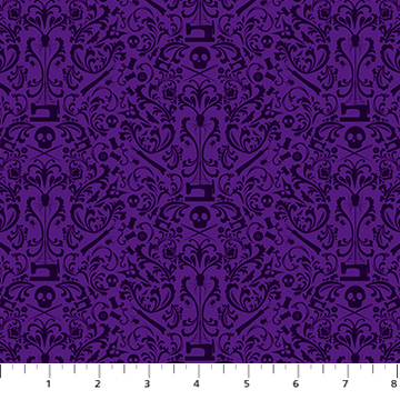 [91080-84PURPLE] Mr. Bones Sews by Kimberlee Peers-Moore - Damask Purple