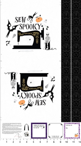 [C91081-10WHITE] Mr. Bones Sews by Kimberlee Peers-Moore - Spooky Tote Panel