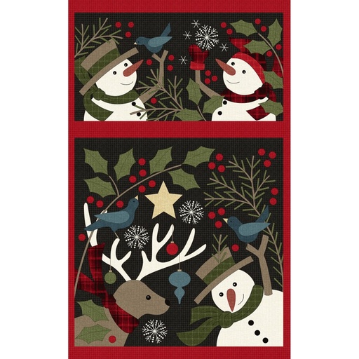[MASF10890-J] Holly Jolly by Bonnie Sullivan - 27" Snowmen Panel