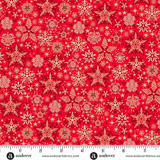 [MU-106-R] Good Tidings by Makower UK - Frosty in Red