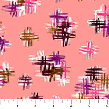 [91057-20CORAL] Painted Garden by Josephine Kimberling - Coral Crosshatch