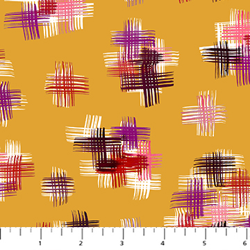 [91057-50OCHRE] Painted Garden by Josephine Kimberling - Ochre Crosshatch