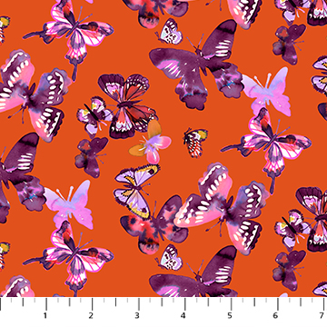 [91059-56ORANGE] Painted Garden by Josephine Kimberling - Orange Butterfly