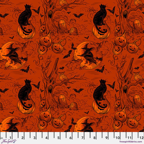 [PWRH125.ORANGE] Costumes & Cobwebs by Rachel Hauer - Haunted Toile in Orange