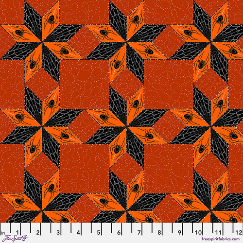 [PWRH117.ORANGE] Costumes & Cobwebs by Rachel Hauer - Stars and Spiders in Orange