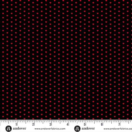 [A-1233-K] Mini Heart by Andover Fabrics - Black