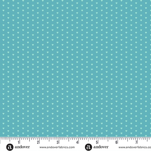 [A-1233-LT] Mini Heart by Andover Fabrics - Light Teal