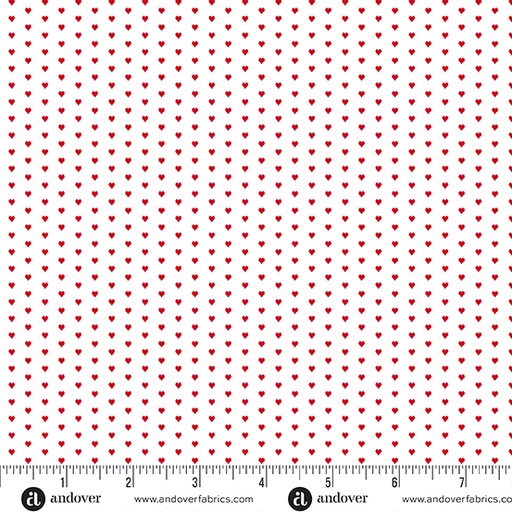 [A-1233-L] Mini Heart by Andover Fabrics - White