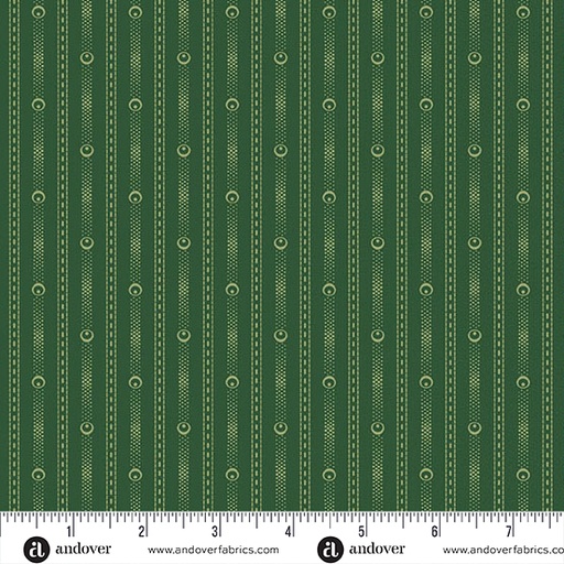 [A-1259-G] Little Gems by Andover Fabrics - Chain Stripe in Hunter Green