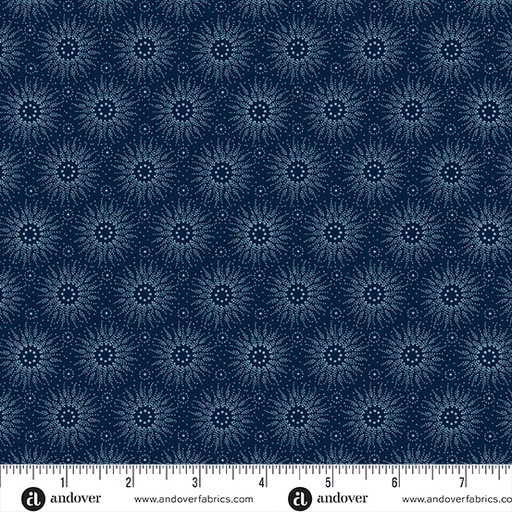 [A-1262-B] Little Gems by Andover Fabrics - Sun Burst in Denim