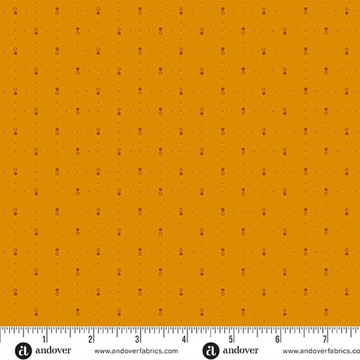 [A-1270-Y] Little Gems by Andover Fabrics - Circle Dots in Saffron