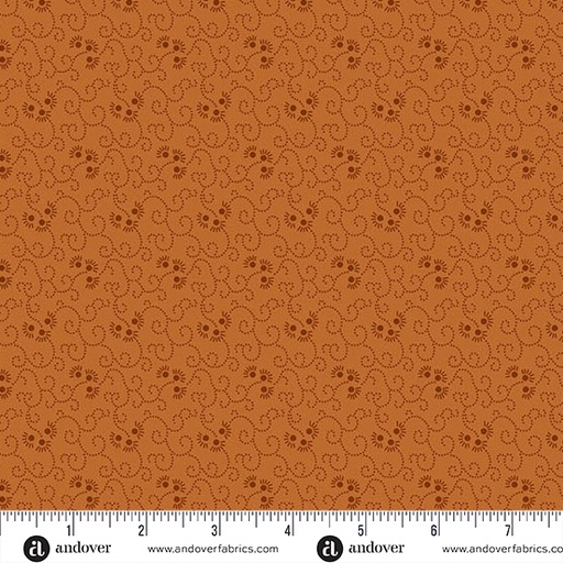 [A-1272-O] Little Gems by Andover Fabrics - Swirly Floral in Burnt Orange