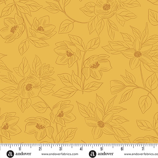 [A-1180-Y] Color Me Pretty by Stephanie Organes - Flora in Mustard