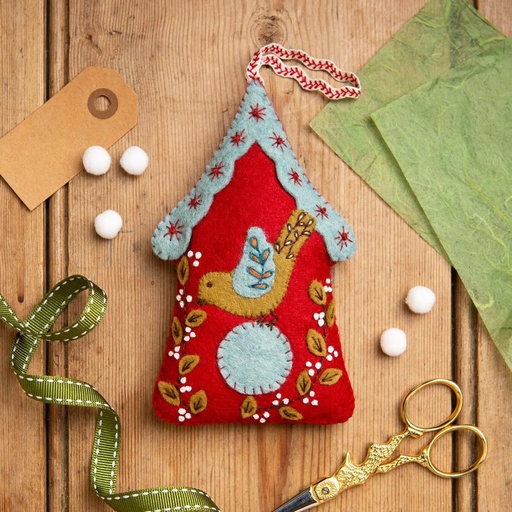 [MKBHO1F] Wool Mix Felt Craft Kit - Folk Birdhouse by Corinne Lapierre