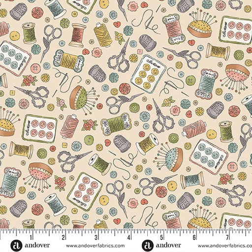 [MU-132-Q] Atelier by Makower UK - Notions in Cream