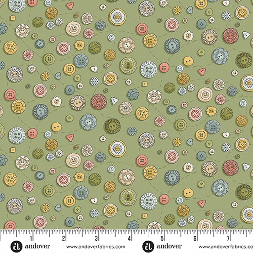 [MU-134-G] Atelier by Makower UK - Buttons in Green