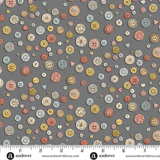 [MU-134-S] Atelier by Makower UK - Buttons in Grey