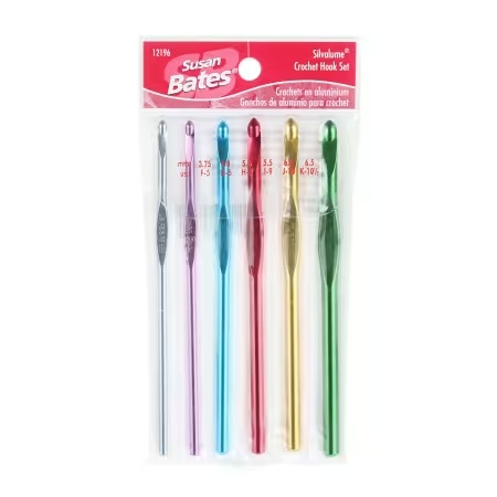 [12196] Susan Bates Silvalume Crochet Hook Set 6pc